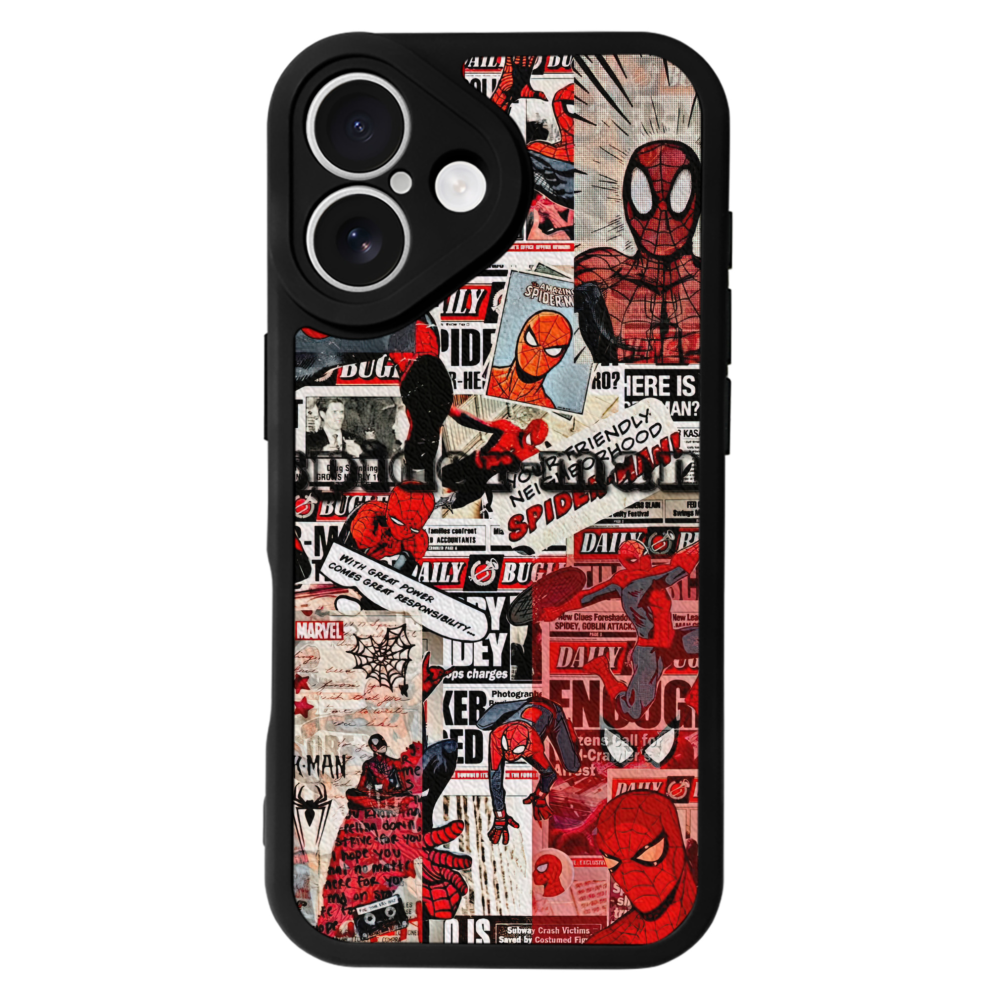 Spider Man スパイダーマン 【iPhone 16シリーズ対応】シリコンスマホケース（レザー調） 材質：シリコン